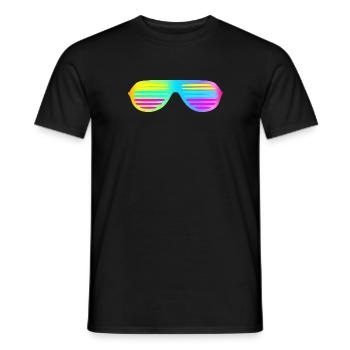 80s Outfit Costume Theme Party Retro Glasses - Men's T-Shirt - black - Front - AI Model Male 178 light (178cm)