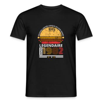 Août 1982 Vintage Anniversaire Rétro - T-shirt homme - noir - Devant - AI Model Male 178 light (178cm)