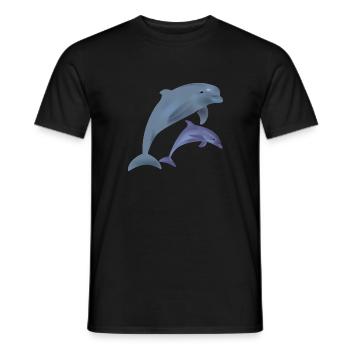 2 niedliche Delphine. Geschenkidee - Männer T-Shirt - Schwarz - Vorne - AI Model Male 178 light (178cm)