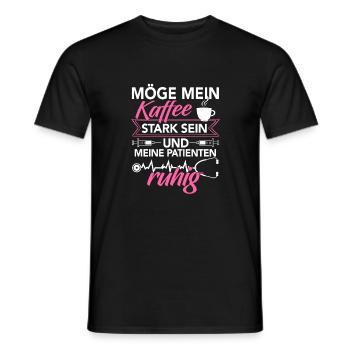 Krankenschwester Shirt · Pflege · Kaffee stark - Männer T-Shirt - Schwarz - Vorne - AI Model Male 178 light (178cm)