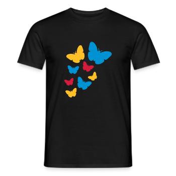 viele bunte schmetterlinge muster silhouette insek - Männer T-Shirt - Schwarz - Vorne - AI Model Male 178 light (178cm)
