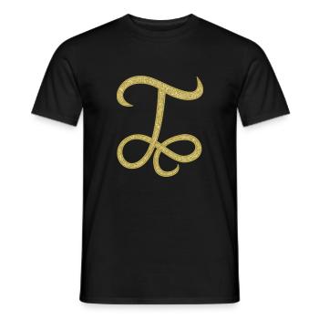 Alphabet T - gold, letter, alphabet, monogram - Männer T-Shirt - Schwarz - Vorne - AI Model Male 178 light (178cm)