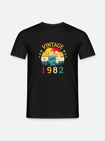 Anniversaire Cadeau Rétro Vintage 1982 Millésime - T-shirt homme - noir