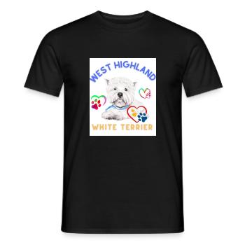 West Highland white terrier design - Men's T-Shirt - black - Front - AI Model Male 178 light (178cm)