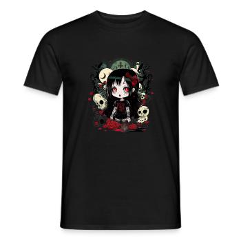 Anime Horror Chibi: Kawaii Gothic Halloween - Men's T-Shirt - black - Front - AI Model Male 178 light (178cm)