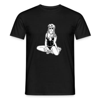 Polizistin // Illustration - Männer T-Shirt - Schwarz - Vorne - AI Model Male 178 light (178cm)