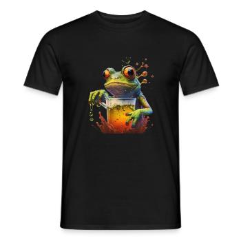 Grosses Glas Bier mit Frosch - Männer T-Shirt - Schwarz - Vorne - AI Model Male 178 light (178cm)