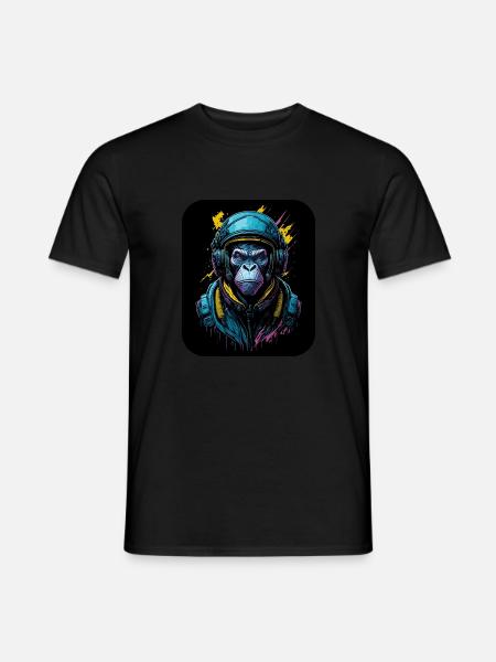 Monkey in an astronaut suit | Space pilot - Men's T-Shirt - black