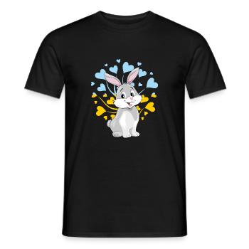 Lapin joyeux et souriant - T-shirt homme - noir - Devant - AI Model Male 178 light (178cm)