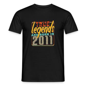 True legends are born in 2011 Vintage anniversaire - T-shirt homme - noir - Devant - AI Model Male 178 light (178cm)