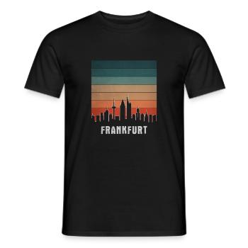 Retro Cities Frankfurt Sunset01 - Männer T-Shirt - Schwarz - Vorne - AI Model Male 178 light (178cm)