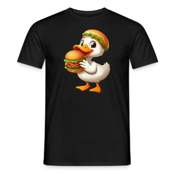 Lustige Ente Erpel Fast Food Hamburger - Männer T-Shirt - Schwarz - Vorne - AI Model Male 178 light (178cm)