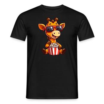 Coole Giraffe Popcorn Kino Film Filmliebhaber Film - Männer T-Shirt - Schwarz - Vorne - AI Model Male 178 light (178cm)