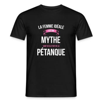 Pétanque idéale mythe cadeau noël - T-shirt homme - noir - Devant - AI Model Male 178 light (178cm)