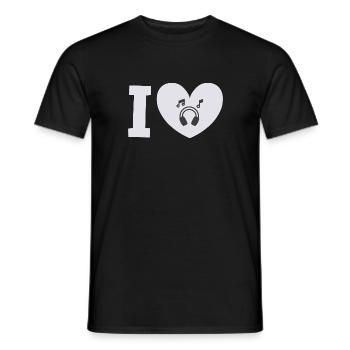 J’aime la musique – Musique rock, Star, Disco, Écoutez de la musique - T-shirt homme - noir - Devant - AI Model Male 178 light (178cm)
