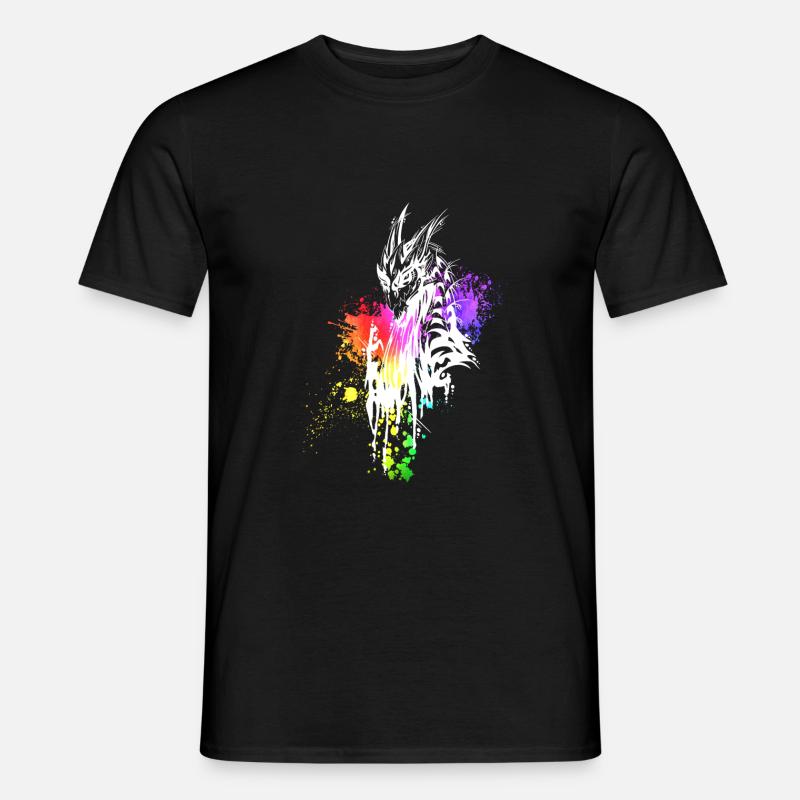 Dragon rainbow blobs white - Men’s T-shirt - black