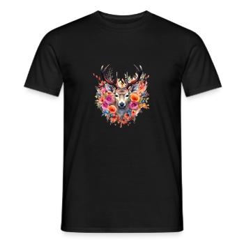 Remplacement dirndl cerf bois cerf cerf - T-shirt homme - noir - Devant - AI Model Male 178 light (178cm)