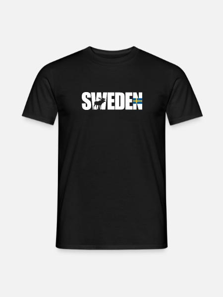 Schweden mit Elch und Flagge - Männer T-Shirt - Schwarz
