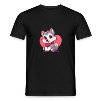 Husky chien amant maman et papa Saint-Valentin - T-shirt homme - noir - Devant - AI Model Male 178 light (178cm)