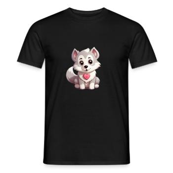 Husky chien amant maman et papa Saint-Valentin - T-shirt homme - noir - Devant - AI Model Male 178 light (178cm)