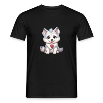 Husky chien amant maman et papa Saint-Valentin - T-shirt homme - noir - Devant - AI Model Male 178 light (178cm)