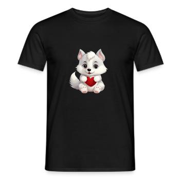 Husky chien amant maman et papa Saint-Valentin - T-shirt homme - noir - Devant - AI Model Male 178 light (178cm)
