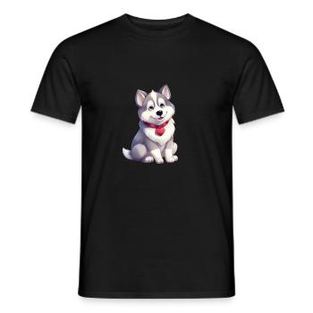 Husky chien amant maman et papa Saint-Valentin - T-shirt homme - noir - Devant - AI Model Male 178 light (178cm)