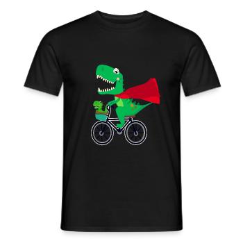 lustiger Superheld Dinosaurier auf dem Fahrrad - Männer T-Shirt - Schwarz - Vorne - AI Model Male 178 light (178cm)