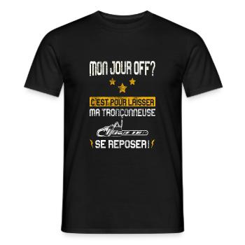 Humour Drôle Bûcheron Tronçonneuse - T-shirt homme - noir - Devant - AI Model Male 178 light (178cm)