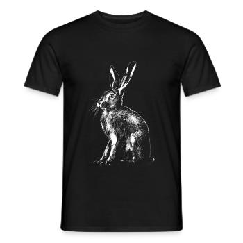 Hare / Bunny / Rabbit // Easter Bunny - Men's T-Shirt - black - Front - AI Model Male 178 light (178cm)