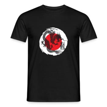 Japan und japanischer Drache - Männer T-Shirt - Schwarz - Vorne - AI Model Male 178 light (178cm)