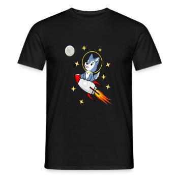 Wolf im Weltall - Männer T-Shirt - Schwarz - Vorne - AI Model Male 178 light (178cm)