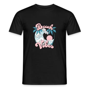 Beach Vibes Sommer Urlaub Palmen Wellen Retro - Männer T-Shirt - Schwarz - Vorne - AI Model Male 178 light (178cm)