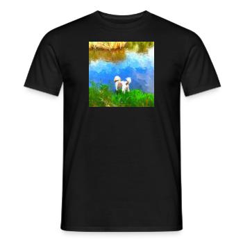 Poodle at the pond Art Monet - Männer T-Shirt - Schwarz - Vorne - AI Model Male 178 light (178cm)