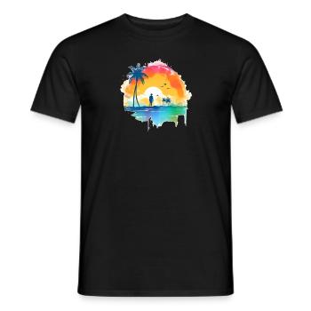 Beach Sunset - Men's T-Shirt - black - Front - AI Model Male 178 light (178cm)