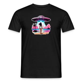 UFO-Entführung während der Sommerferien am Strand. - Männer T-Shirt - Schwarz - Vorne - AI Model Male 178 light (178cm)