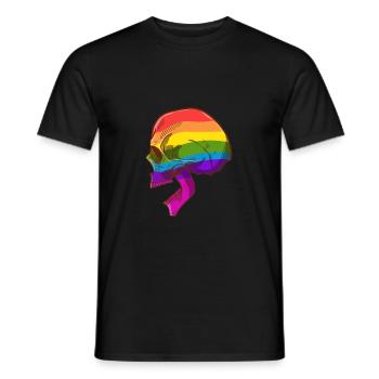 Totenkopf mit LGBTQ Farben - Männer T-Shirt - Schwarz - Vorne - AI Model Male 178 light (178cm)