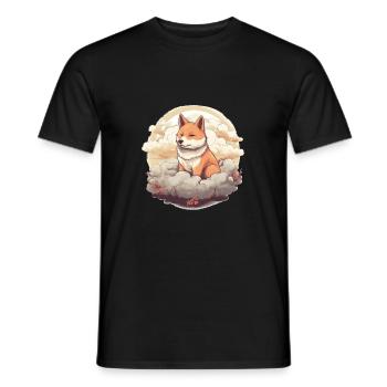 Japanese dog Shiba Inu angel sky reminder - Men's T-Shirt - black - Front - AI Model Male 178 light (178cm)