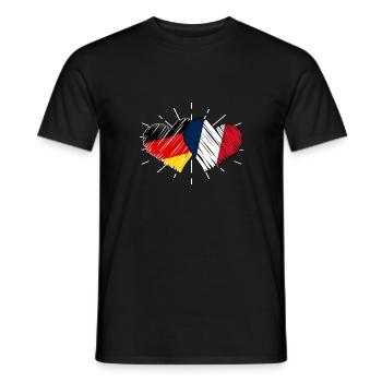 Français Allemagne Cœur France - T-shirt homme - noir - Devant - AI Model Male 178 light (178cm)