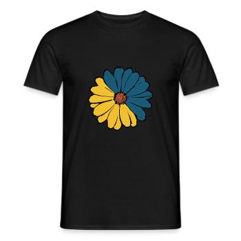 Flower dark blue blue flower flowers blue-yellow - Men's T-Shirt - black - Front - AI Model Male 178 light (178cm)