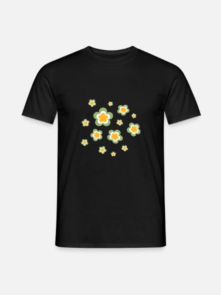 70er Jahre Blume Muster Retro Hippie Flowers Power - Männer T-Shirt - Schwarz