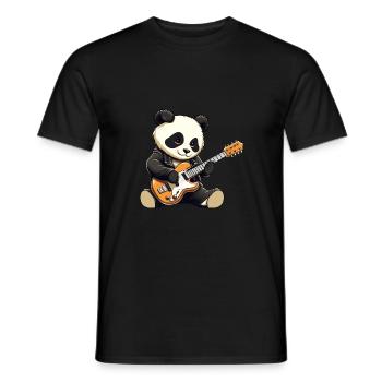 Cool panda guitarist and rocker - Men's T-Shirt - black - Front - AI Model Male 178 light (178cm)