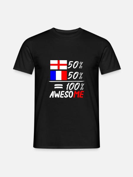 50% England 50% Frankreich - Männer T-Shirt - Schwarz