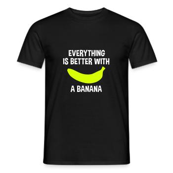 Tout va mieux avec une banane (banane) - T-shirt homme - noir - Devant - AI Model Male 178 light (178cm)