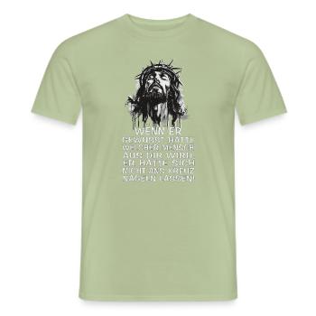 Jesus sarcasm saying grief separation love karma - Men's T-Shirt - sage - Front - AI Model Male 178 light (178cm)