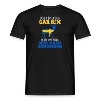 Ich Muss Gar Nichts Ich Muss Nur Nach Schweden - Männer T-Shirt - Schwarz - Vorne - AI Model Male 178 light (178cm)