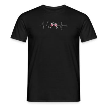 a heartbeat t-shirt ECG wine drinker - Men's T-Shirt - black - Front - AI Model Male 178 light (178cm)