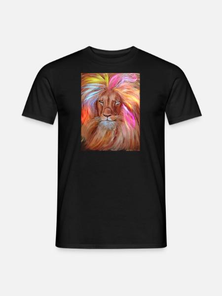 Rosa Löwe - Männer T-Shirt - Schwarz