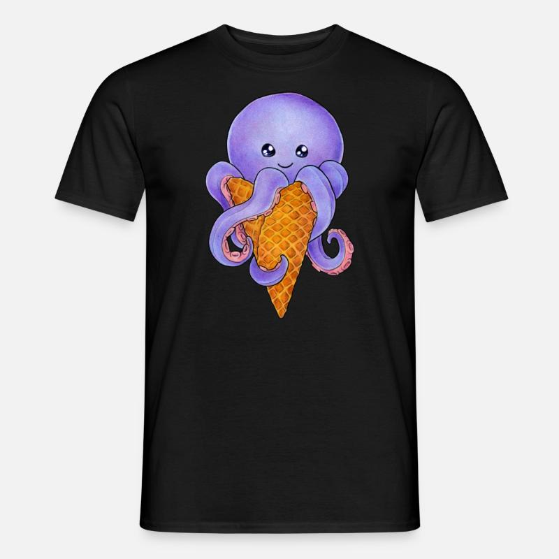 Summertime Sommer Oktopus Krake in Eistüte - Männer T-Shirt - Schwarz