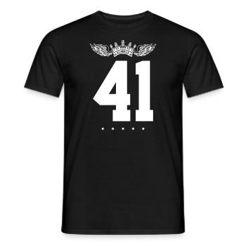 41 Zahl Krone - Männer T-Shirt - Schwarz - Vorne - AI Model Male 178 light (178cm)